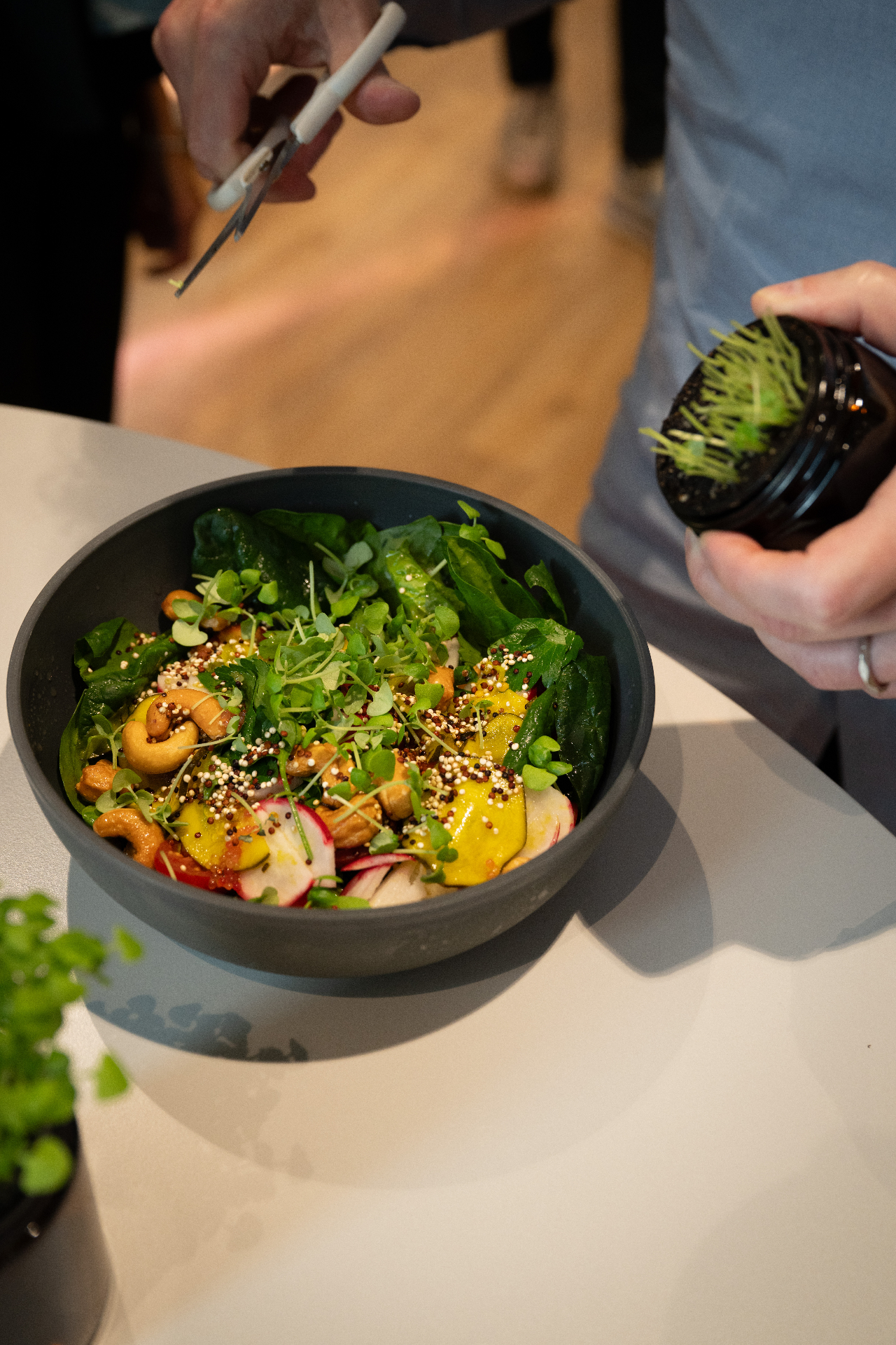 Finished bowl with microgreens